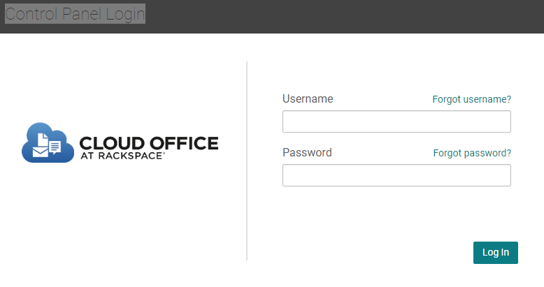 Rackspace webmail control panel