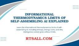 Informational Thermodynamics Limits of Self-Assembling AI Explained