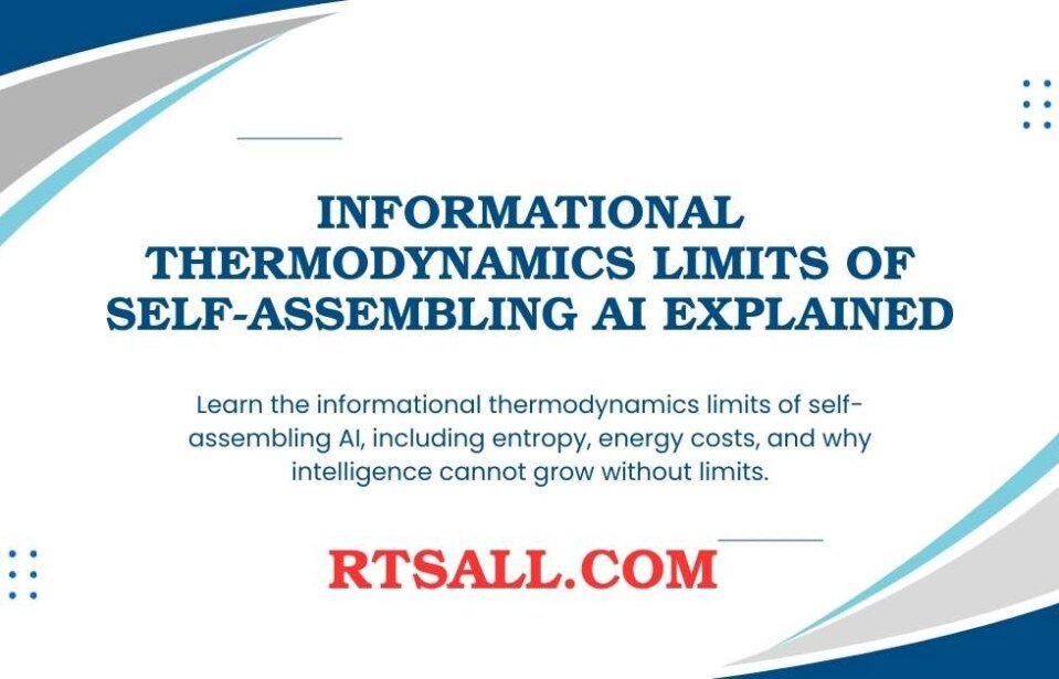 Informational Thermodynamics Limits of Self-Assembling AI Explained
